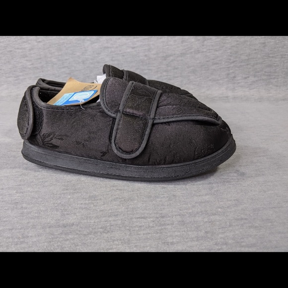 Foamtreads Physician L2 Black Satin Slippers - Picture 11 of 14
